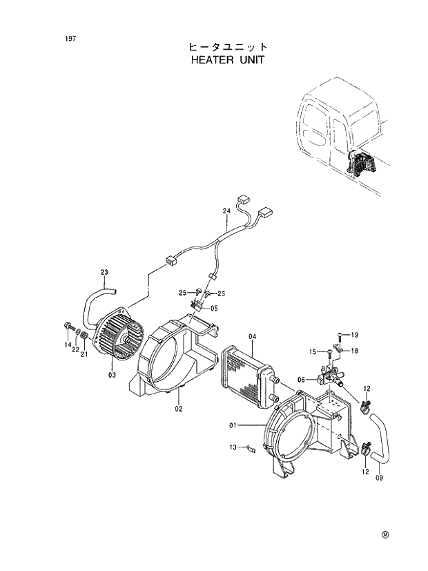Схема запчастей Hitachi EX450LC-5 - 197 HEATER UNIT 01 UPPERSTRUCTURE
