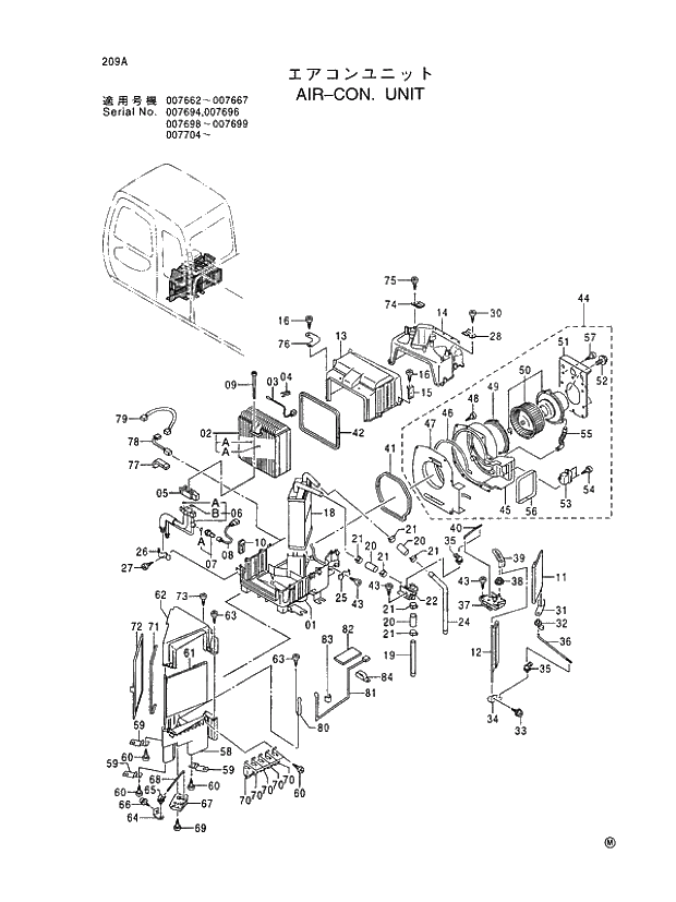 Схема запчастей Hitachi EX400-5 - 209 AIR-CON. UNIT 01 UPPERSTRUCTURE
