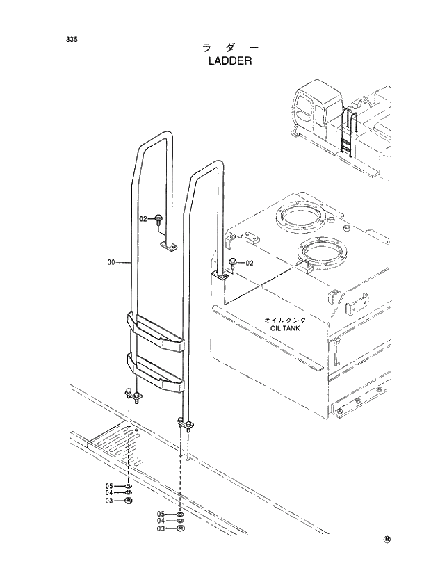 Схема запчастей Hitachi EX400-5 - 335 LADDER 01 UPPERSTRUCTURE