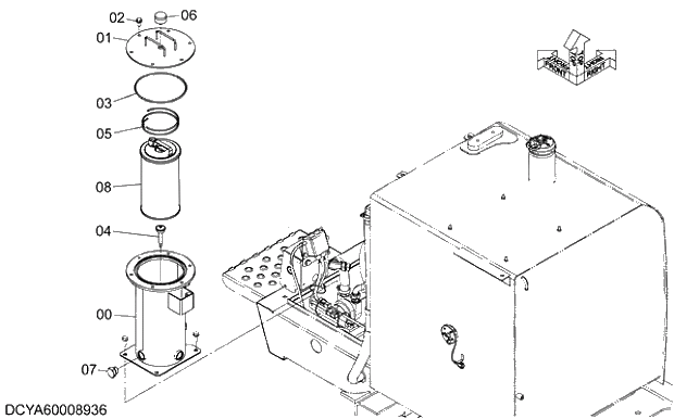 Схема запчастей Hitachi ZX250LCH-5G - 004 FUEL FILTER 13 ETC