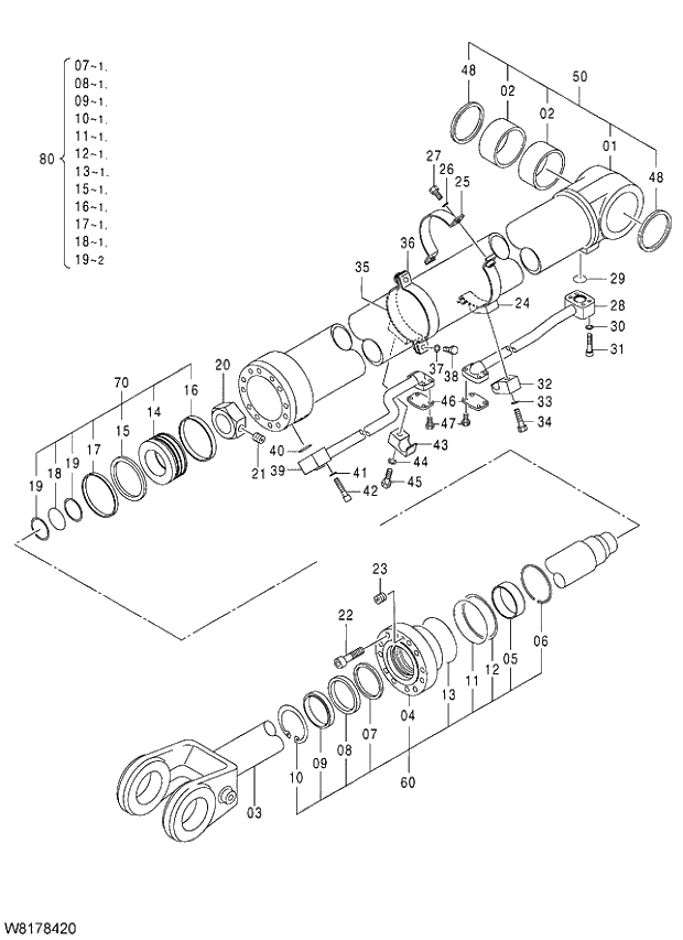 Схема запчастей Hitachi ZW310 - 002 CYLINDER LIFT(L). 04 CYLINDER