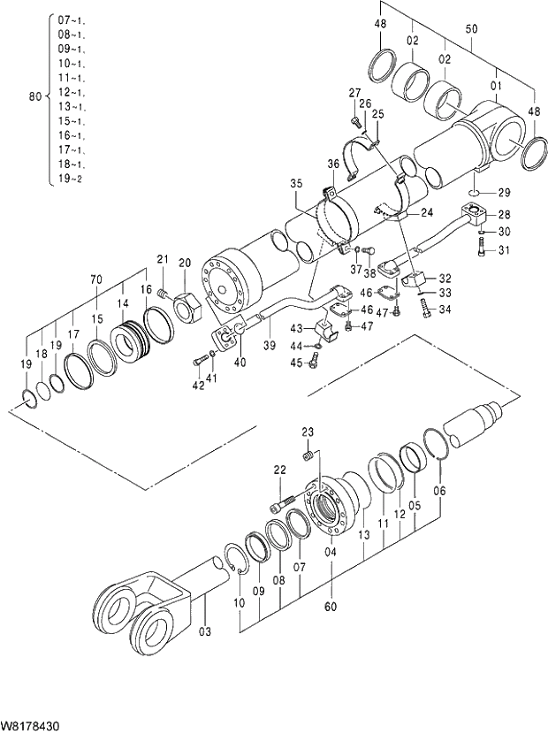 Схема запчастей Hitachi ZW310 - 003 CYLINDER LIFT(R). 04 CYLINDER