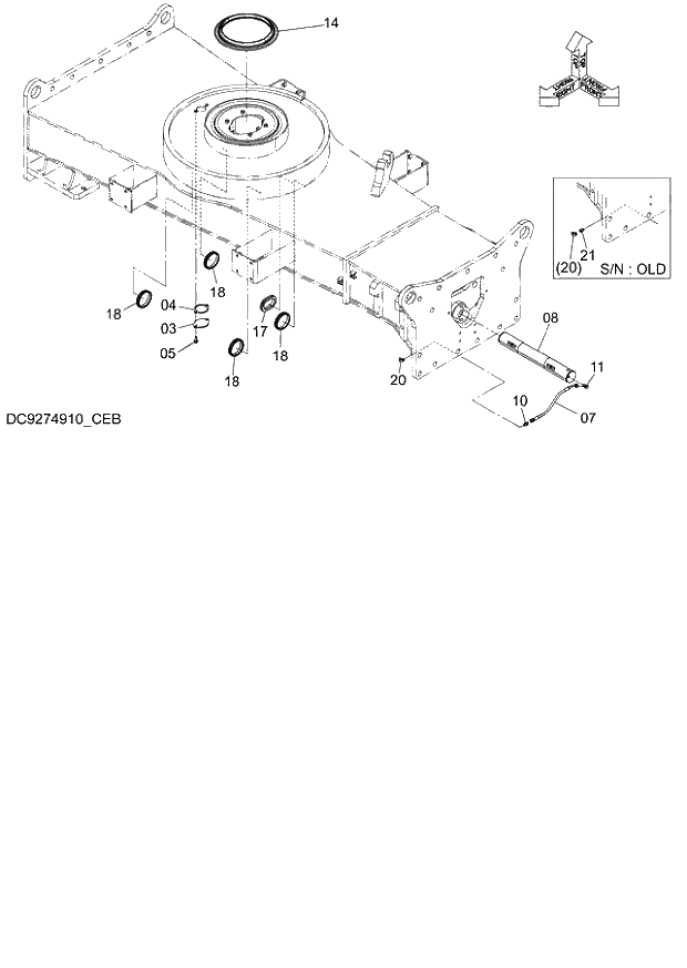 Схема запчастей Hitachi ZX140W-3 - 205 CHASSIS PARTS ( CEB CED 002001-005000, CEA 020001-050000). 02 UNDERCARRIAGE