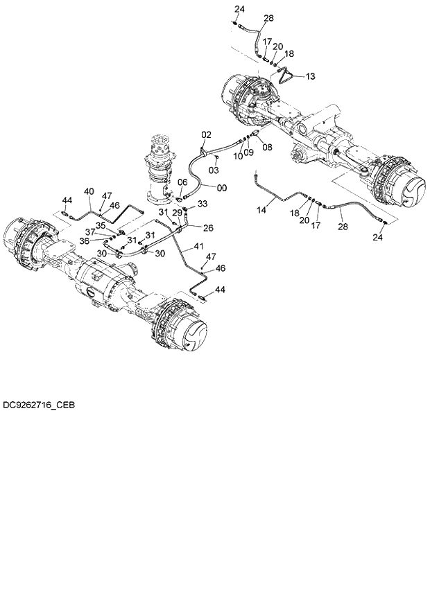 Схема запчастей Hitachi ZX140W-3 - 236 BRAKE PIPING (CARRIER) ( CEB 002001-002726, CED 002001-002481, CEA 020001-D10-11). 02 UNDERCARRIAGE