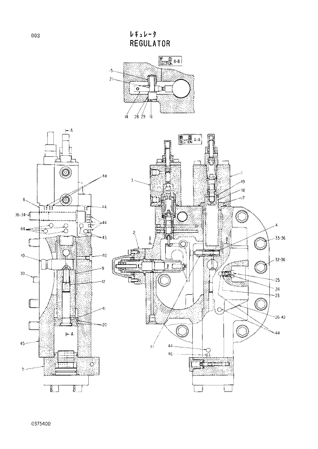 Схема запчастей Hitachi EX400 тип B - 003 REGULATOR 01 PUMP