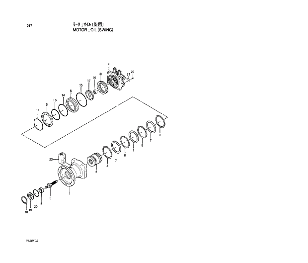 Схема запчастей Hitachi EX130H-5 - 017 MOTOR;OIL (SWING) 02 MOTOR;OIL