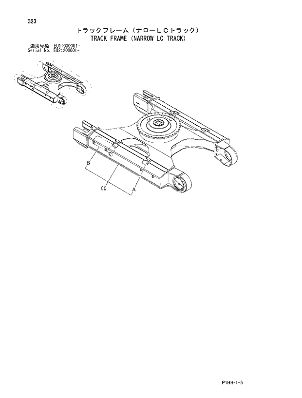 Схема запчастей Hitachi ZX350K - 323 TRACK FRAME (NARROW LC TRACK). 02 UNDERCARRIAGE