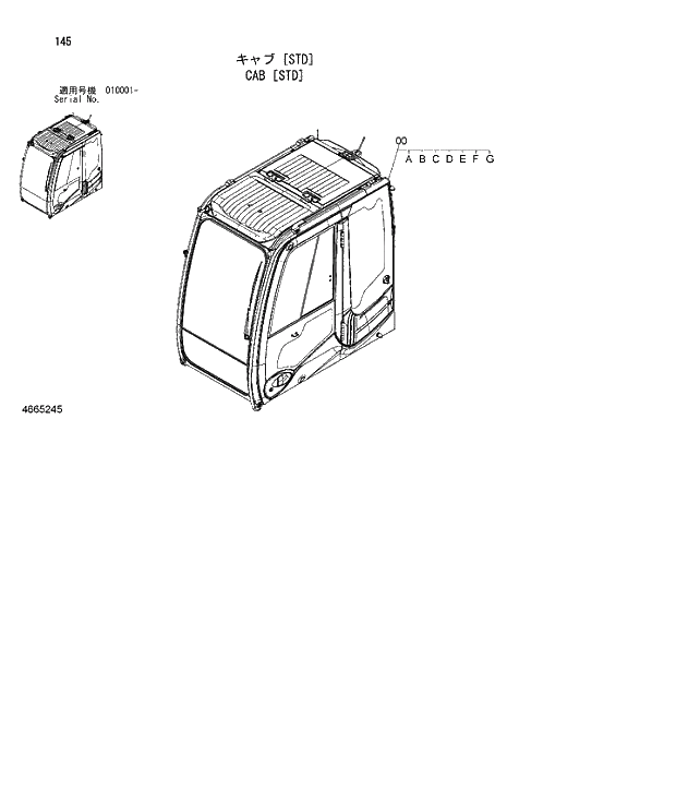 Схема запчастей Hitachi ZX180W-3 - 145 CAB STD. 01 UPPERSTRUCTURE