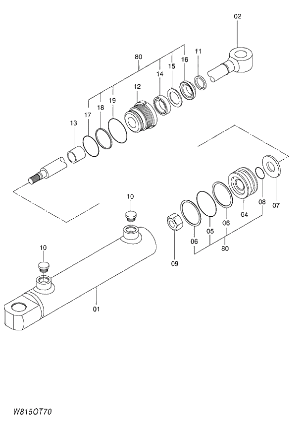 Схема запчастей Hitachi ZW180 - 274 CYLINDER COUPLER (HLF,HPF) (OTCV) (000101-004999, 008101-). 04 CYLINDER