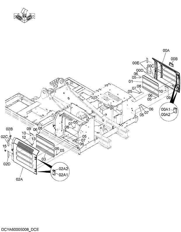 Схема запчастей Hitachi ZX250LCH-5G - 015 COVER (7)(TROPICAL). 01 FRAME,COVER
