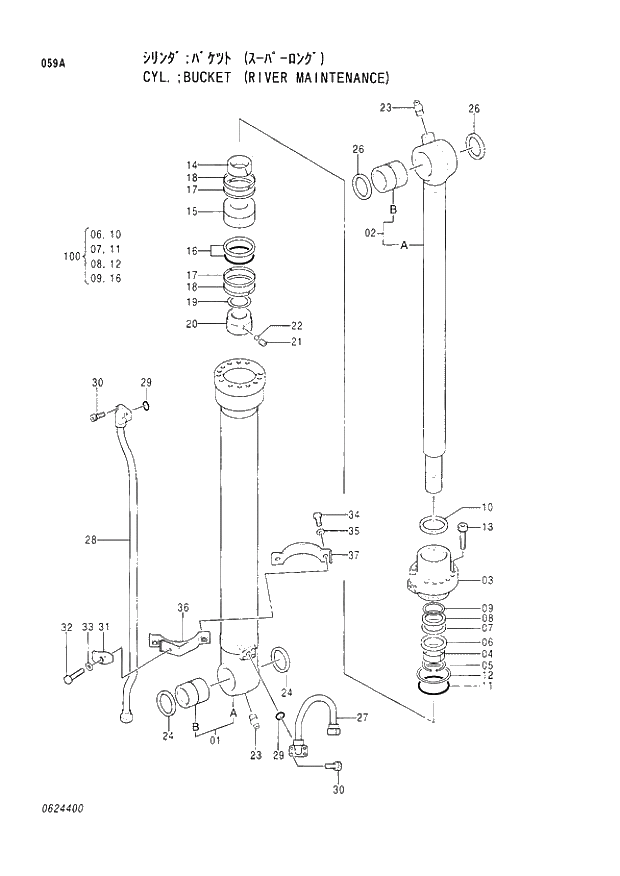 Схема запчастей Hitachi EX300LC-3C - 059 BUCKET CYLINDER (RIVER MAINTENANCE). 04 CYLINDER