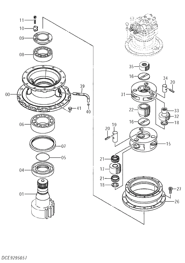 Схема запчастей Hitachi ZX280-5G - 003 T.MISSION (SWING) 02 MOTOR