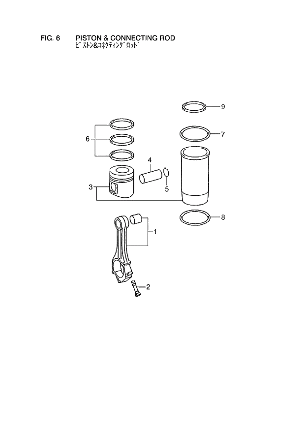 Схема запчастей Hitachi ZW310A - 006 PISTON &amp; CONNECTING ROD. 06 ENGINE BODY