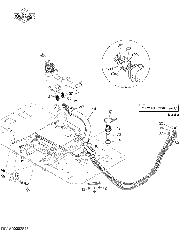 Схема запчастей Hitachi ZX250H-5G - 010 PILOT PIPING (8) 06 HYDRAULIC PIPING (PILOT)