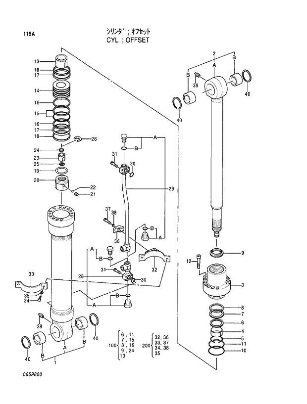 Схема запчастей Hitachi EX100M-5 - 115 OFFSET CYLINDER CYLINDER