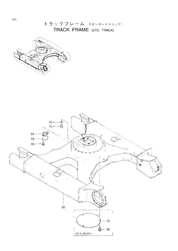 Схема запчастей Hitachi EX60-3 - 191 TRACK FRAME (STD. TRACK) (040001 -). 02 UNDERCARRIAGE