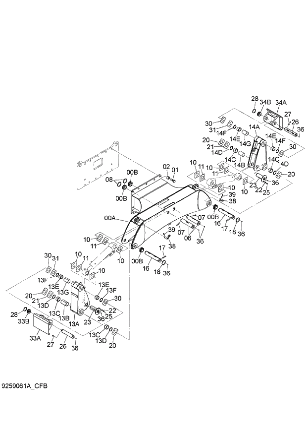 Схема запчастей Hitachi ZX140W-3 - 317 OUTRIGGER (002006-). 06 OUTRIGGER PARTS