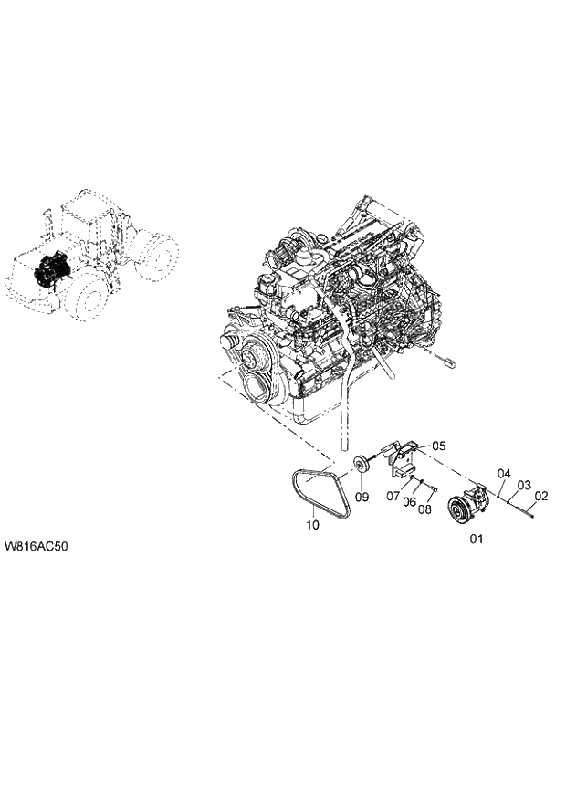 Схема запчастей Hitachi ZW220 - 105_AIR CONDITIONER PARTS(2)(AC400) (000101-004999, 005101-). 04 CAB