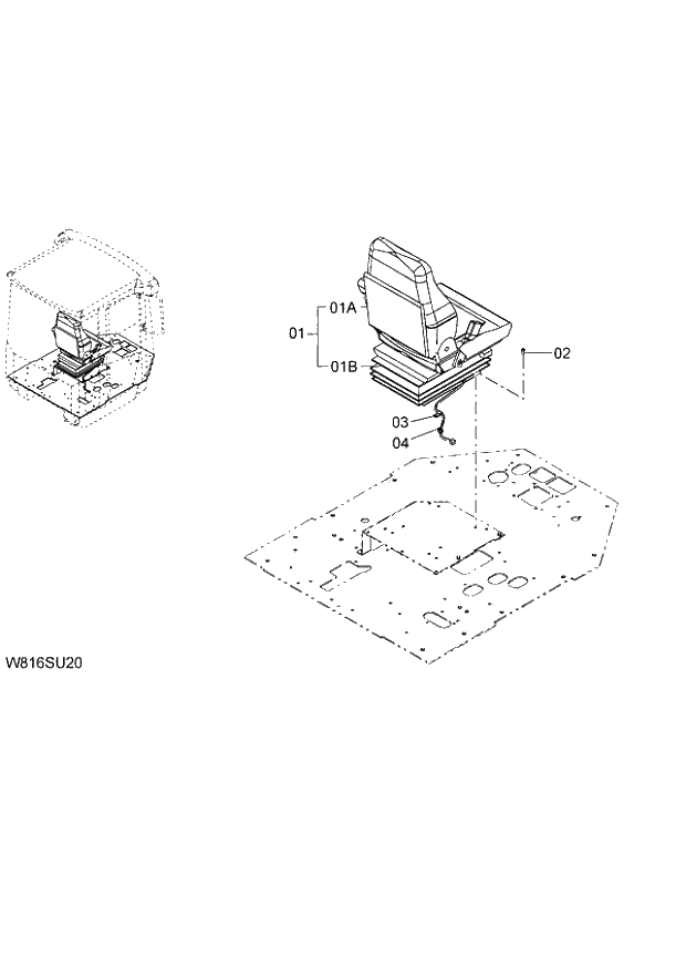 Схема запчастей Hitachi ZW220 - 111_AIR-SUSPENSION SEAT(GRAMMER) 6CG,H3G,HCG,HXG (SET004) (000101-004999, 005101-007999, 010101-). 04 CAB