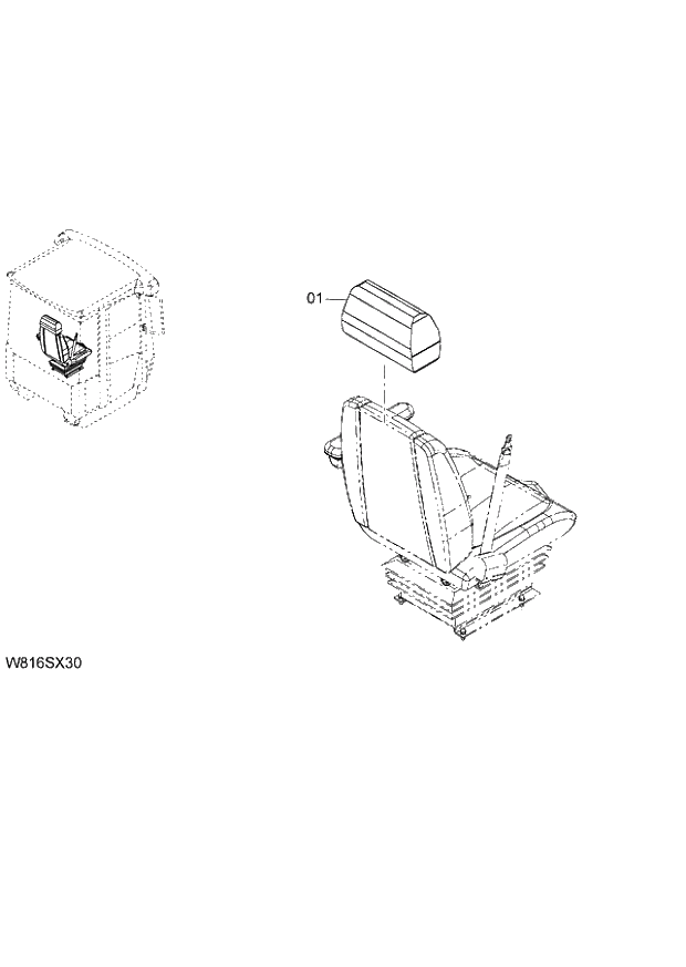 Схема запчастей Hitachi ZW220 - 113_HEAD REST(HITACHI LOGO)(GRAMMER) H3G,HCG,HEG,HSG,HXG (SET013) (000101-004999, 005101-). 04 CAB