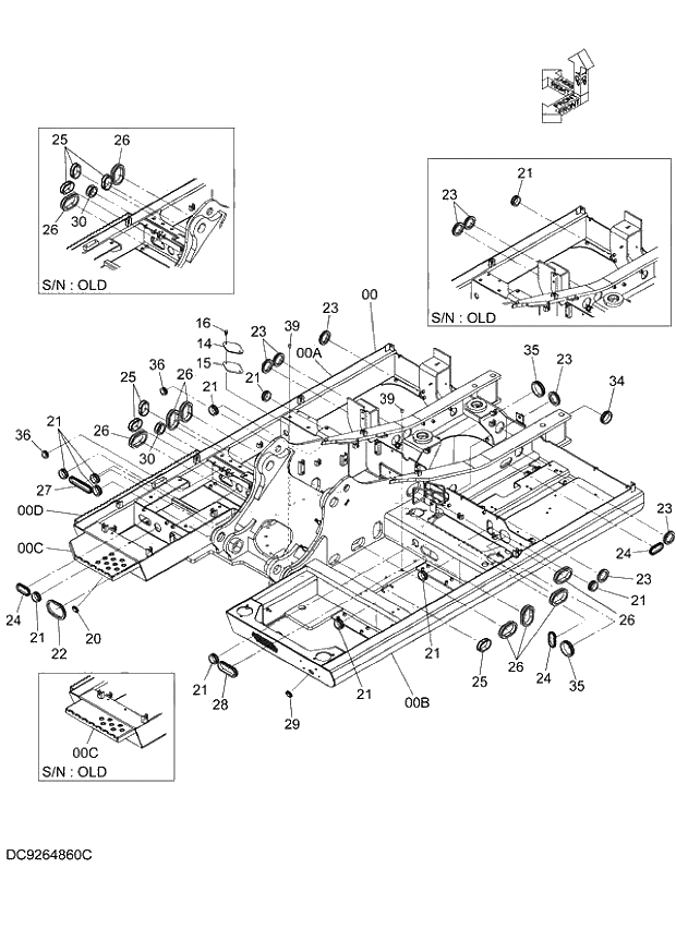 Схема запчастей Hitachi ZX140W-3 - 001 FRAME (CEB CED 002001-, CEA 020001-). 01 UPPERSTRUCTURE