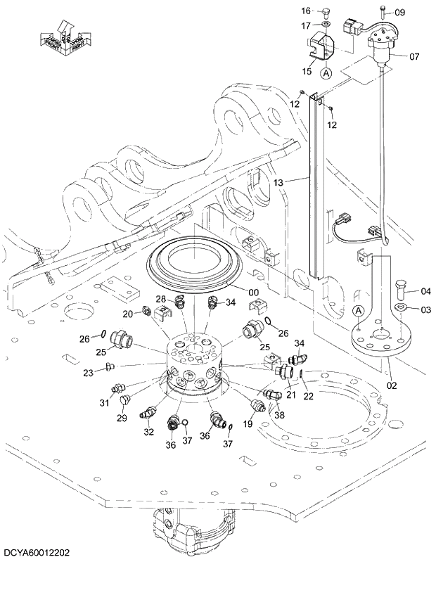 Схема запчастей Hitachi ZX140W-3 - 005 CENTER JOINT PARTS (UPPERSTRUCTURE) ( CEB CED 005001-, CEA 050001-). 01 UPPERSTRUCTURE