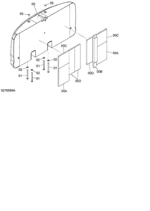 Схема запчастей Hitachi ZX140W-3 - 007 COUNTERWEIGHT (INCREASE) ( CEB CED 002001-, CEA 020001-). 01 UPPERSTRUCTURE