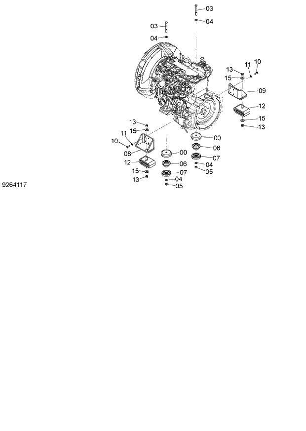 Схема запчастей Hitachi ZX140W-3 - 010 ENGINE SUPPORT ( CEB CED 002001-, CEA 020001-). 01 UPPERSTRUCTURE