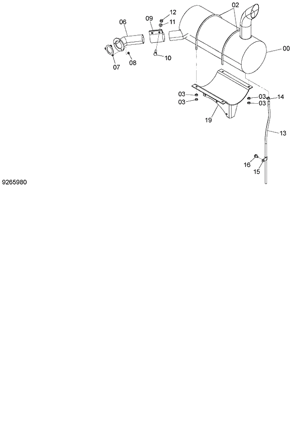 Схема запчастей Hitachi ZX140W-3 - 023 MUFFLER ( CEB CED 002001-, CEA 020001-). 01 UPPERSTRUCTURE