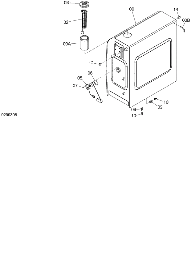 Схема запчастей Hitachi ZX140W-3 - 024 FUEL TANK ( CEB CED 002001-, CEA 020001-). 01 UPPERSTRUCTURE