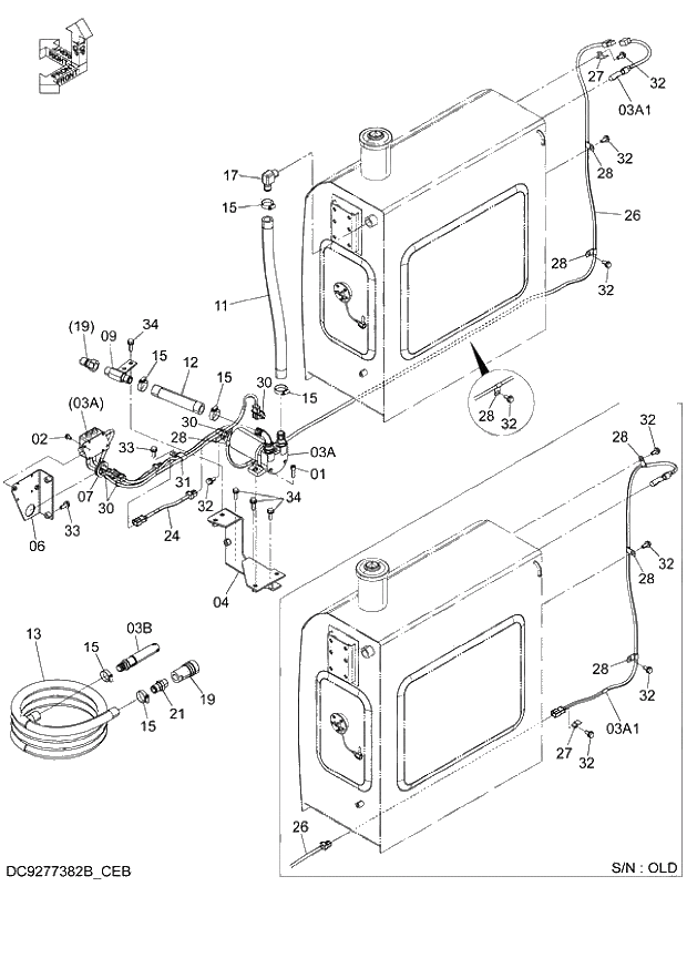 Схема запчастей Hitachi ZX140W-3 - 030 FUEL FEED PUMP ( CEB CED 002001-, CEA 020001-). 01 UPPERSTRUCTURE