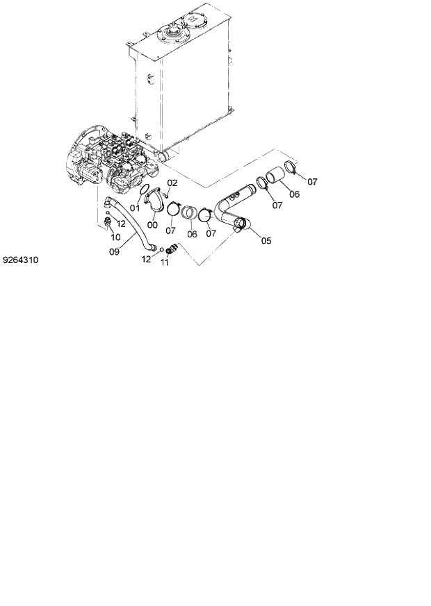 Схема запчастей Hitachi ZX140W-3 - 036 SUCTION PIPING ( CEB CED 002001-, CEA 020001-). 01 UPPERSTRUCTURE