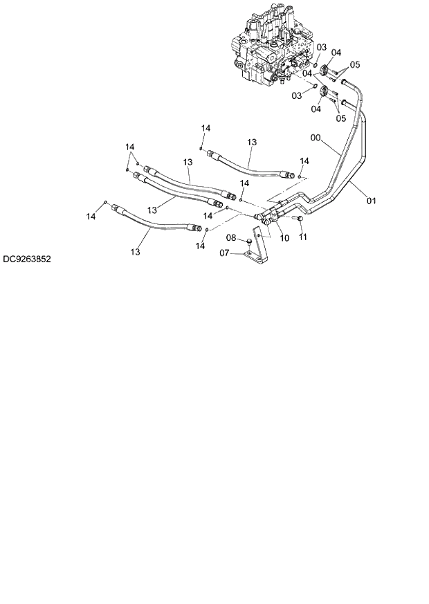 Схема запчастей Hitachi ZX140W-3 - 042 MAIN PIPING (1)(MONO BOOM) ( CEB CED 002001-, CEA 020001-). 01 UPPERSTRUCTURE