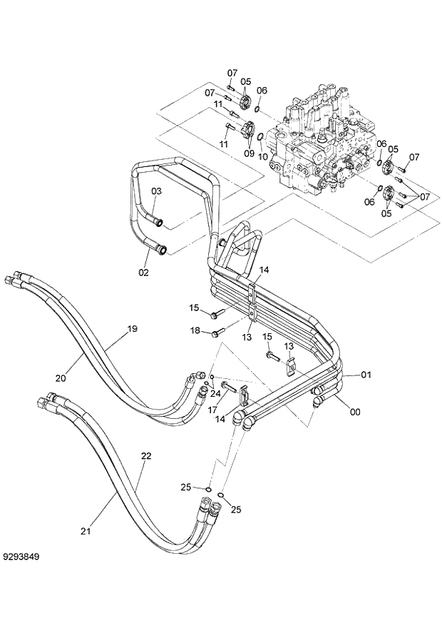 Схема запчастей Hitachi ZX140W-3 - 044 MAIN PIPING (2) ( CEB CED 002001-, CEA 020001-). 01 UPPERSTRUCTURE