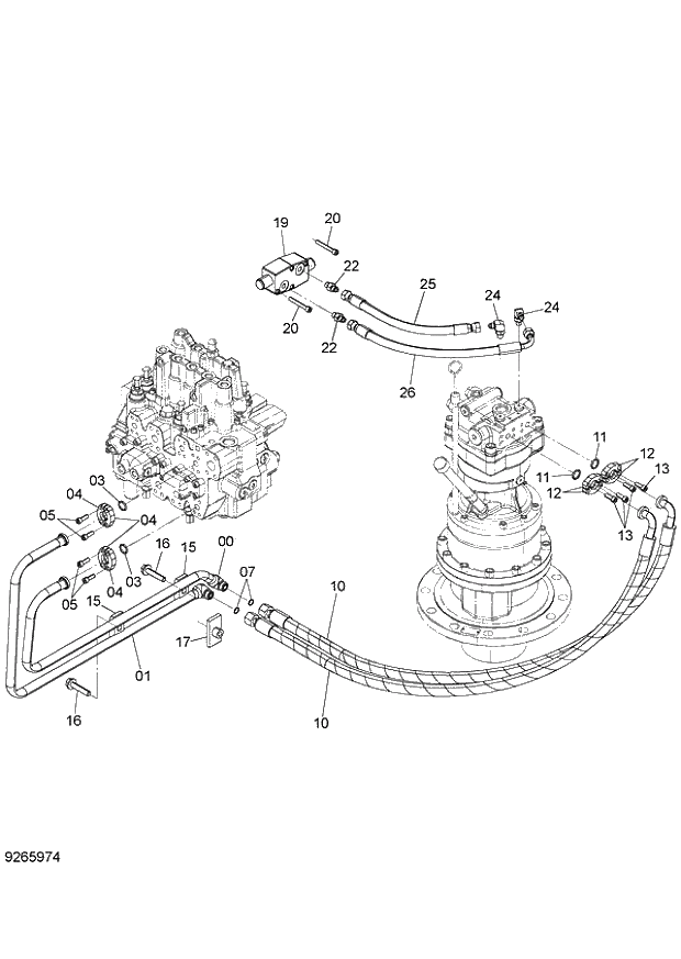 Схема запчастей Hitachi ZX140W-3 - 045 MAIN PIPING (3) ( CEB CED 002001-, CEA 020001-). 01 UPPERSTRUCTURE