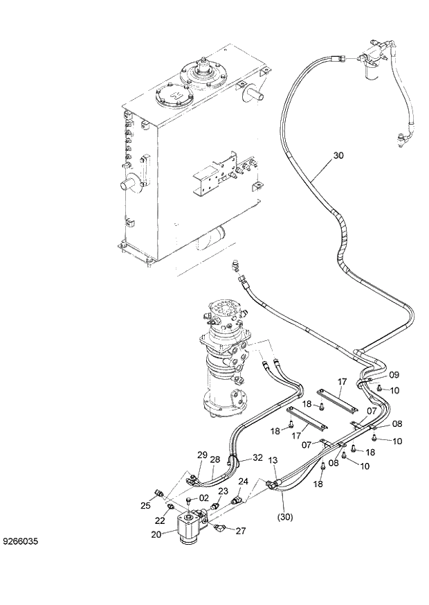 Схема запчастей Hitachi ZX140W-3 - 049 STEERING PIPING (UPPERSTRUCTURE)(2) ( CEB CED 002001-, CEA 020001-). 01 UPPERSTRUCTURE