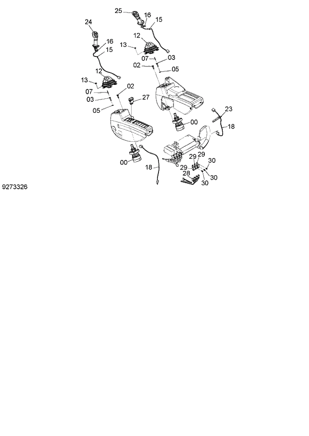 Схема запчастей Hitachi ZX140W-3 - 051 CONTROL LEVER (FRONT, SWING)(WITH TRIPLE SWITCH) ( CEB 002001-002747). 01 UPPERSTRUCTURE