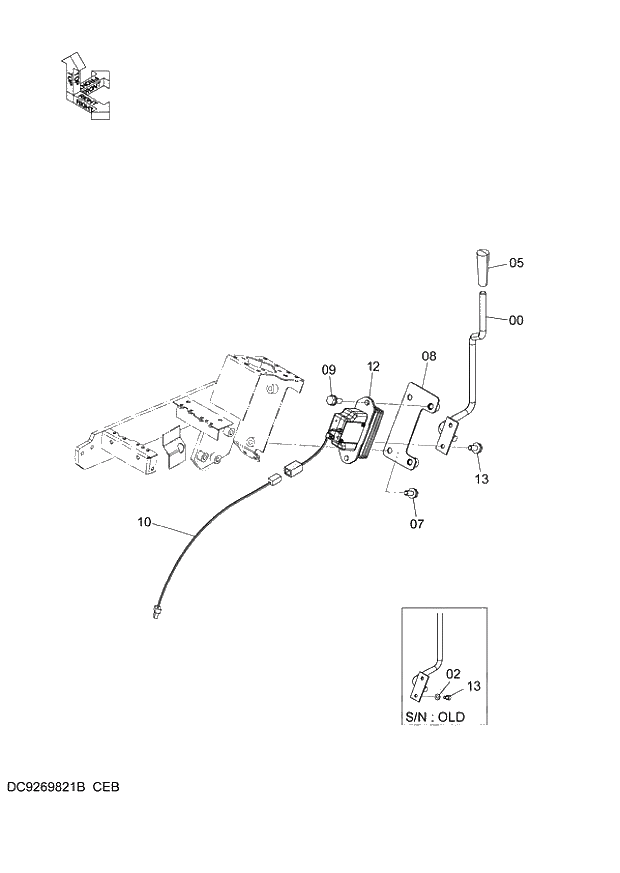 Схема запчастей Hitachi ZX140W-3 - 055 BLADE LEVER ( CEB CED 002001-, CEA 020001-). 01 UPPERSTRUCTURE