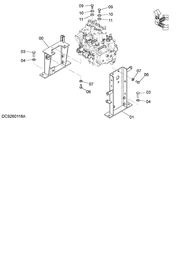 Схема запчастей Hitachi ZX140W-3 - 069 CONTROL VALVE SUPPORT ( CEB CED 002001-, CEA 020001-). 01 UPPERSTRUCTURE