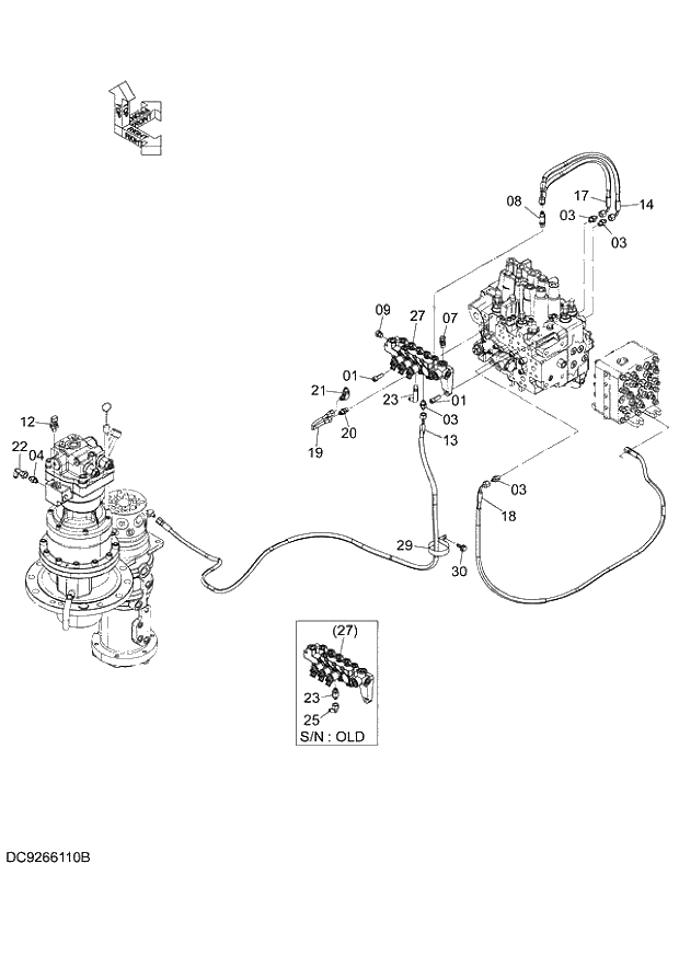 Схема запчастей Hitachi ZX140W-3 - 075 PILOT PIPING (D) ( CEB CED 002001-, CEA 020001-). 01 UPPERSTRUCTURE