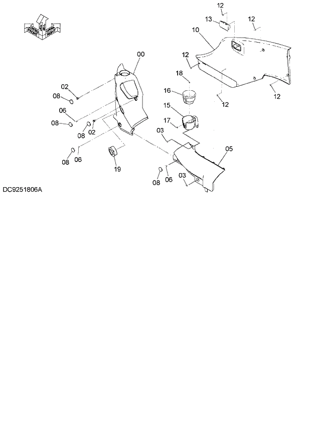 Схема запчастей Hitachi ZX140W-3 - 090 RIGHT COVER ( CEB CED 002001-, CEA 020001-). 01 UPPERSTRUCTURE