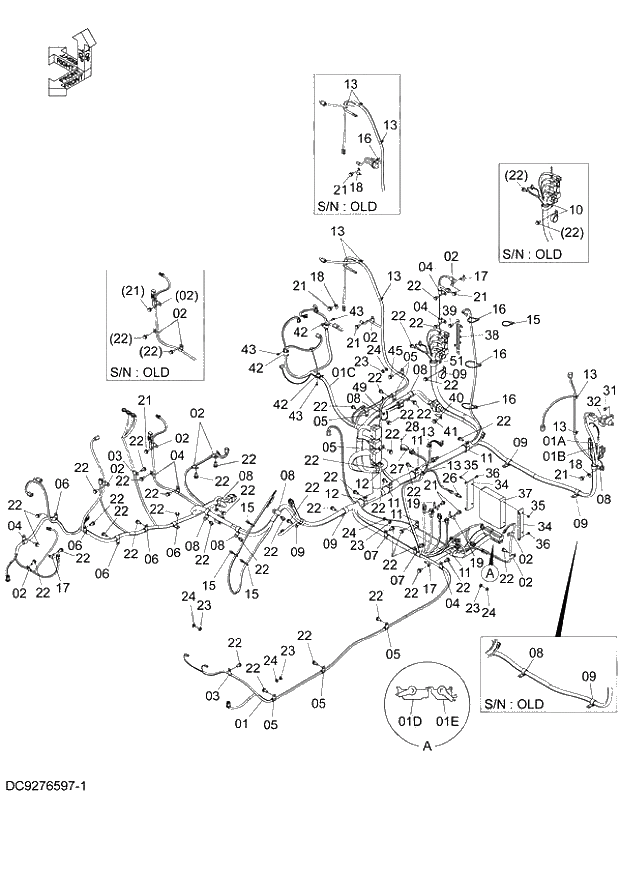 Схема запчастей Hitachi ZX140W-3 - 095 ELECTRIC PARTS (C) ( CEB 002212-, CED 002217-, CEA 020199-). 01 UPPERSTRUCTURE