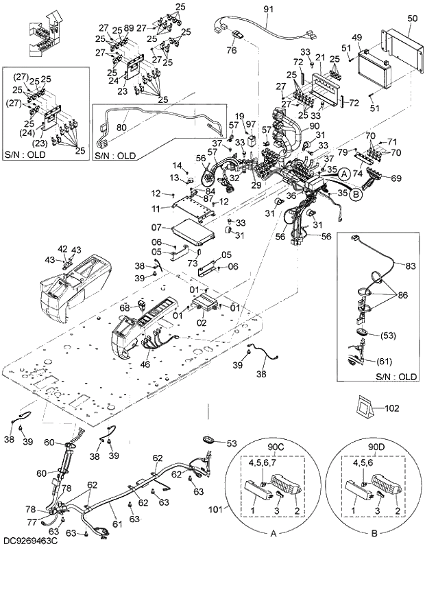 Схема запчастей Hitachi ZX140W-3 - 097 ELECTRIC PARTS (E) ( CEB CED 002001-002747, CEA 020001-021417). 01 UPPERSTRUCTURE