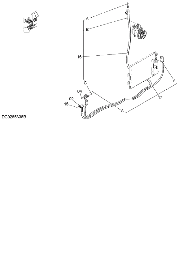 Схема запчастей Hitachi ZX140W-3 - 140 AIR CONDITIONER (3) ( CEB CED 002001-, CEA 020001-). 01 UPPERSTRUCTURE