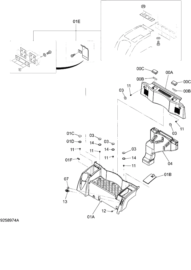 Схема запчастей Hitachi ZX140W-3 - 145 REAR BOX (AIR-CON.+12V POWER SUPPLY) ( CEB CED 002001-, CEA 020001-). 01 UPPERSTRUCTURE