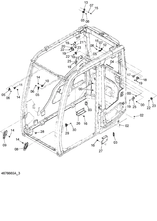 Схема запчастей Hitachi ZX140W-3 - 151 CAB (3) ( CEB CED 002001-, CEA 020001-). 01 UPPERSTRUCTURE