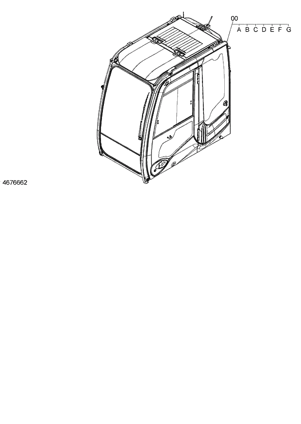 Схема запчастей Hitachi ZX140W-3 - 156 CAB (LAMINATED GLASS) ( CEB CED 002001-, CEA 020001-). 01 UPPERSTRUCTURE