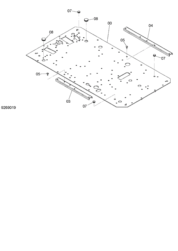 Схема запчастей Hitachi ZX140W-3 - 184 FLOOR PLATE ( CEB CED 002001-, CEA 020001-). 01 UPPERSTRUCTURE