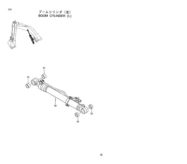 Схема запчастей Hitachi EX120-5 - 375 BOOM CYLINDER (L) 03 FRONT END ATTACHMENTS