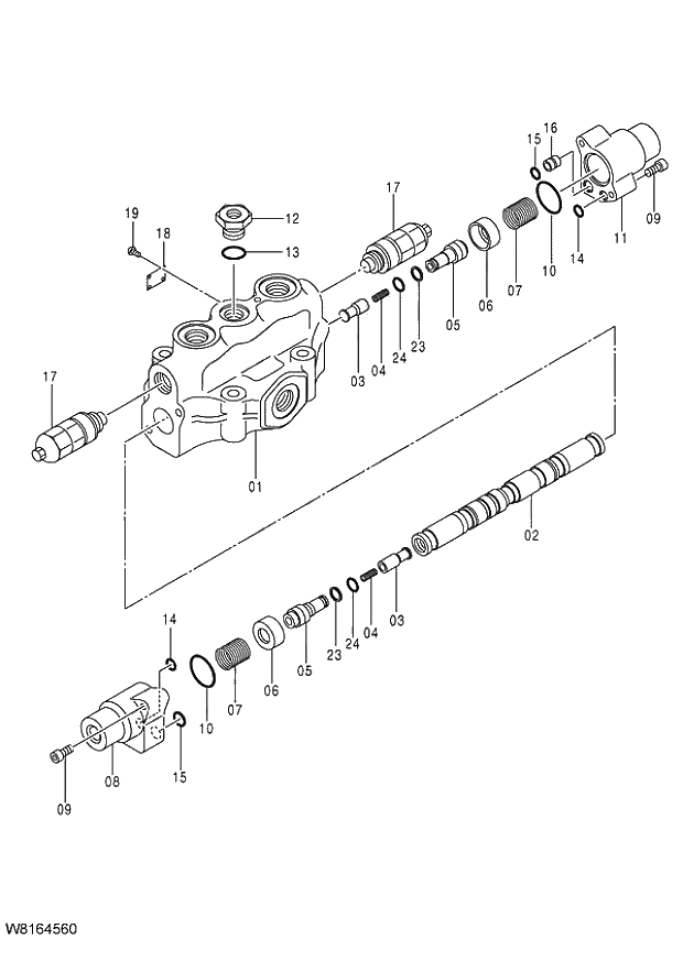 Схема запчастей Hitachi ZW220 - 263_VALVE STEERING (000101-004999, 005101-). 03 VALVE